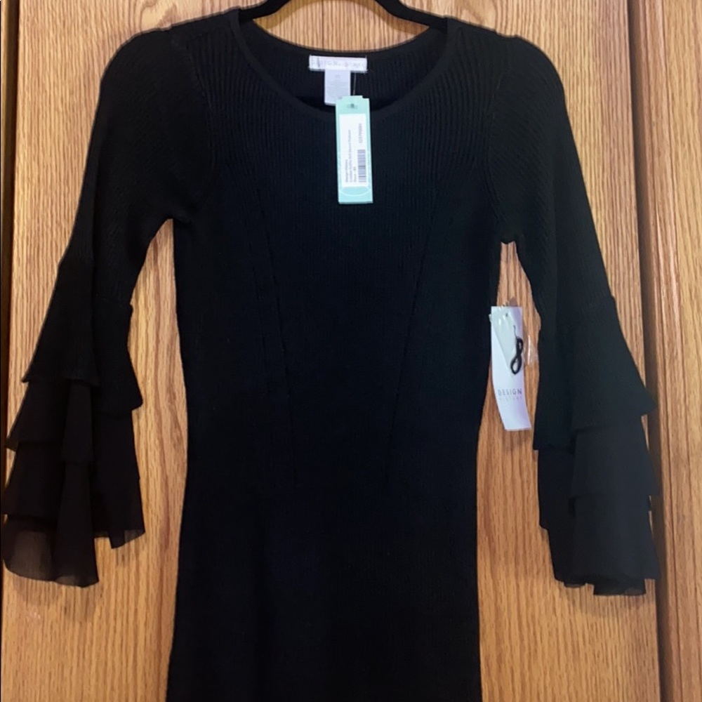 Size XS | Black | Design History Ethelda Ruffle Bell Sleeve Pullover